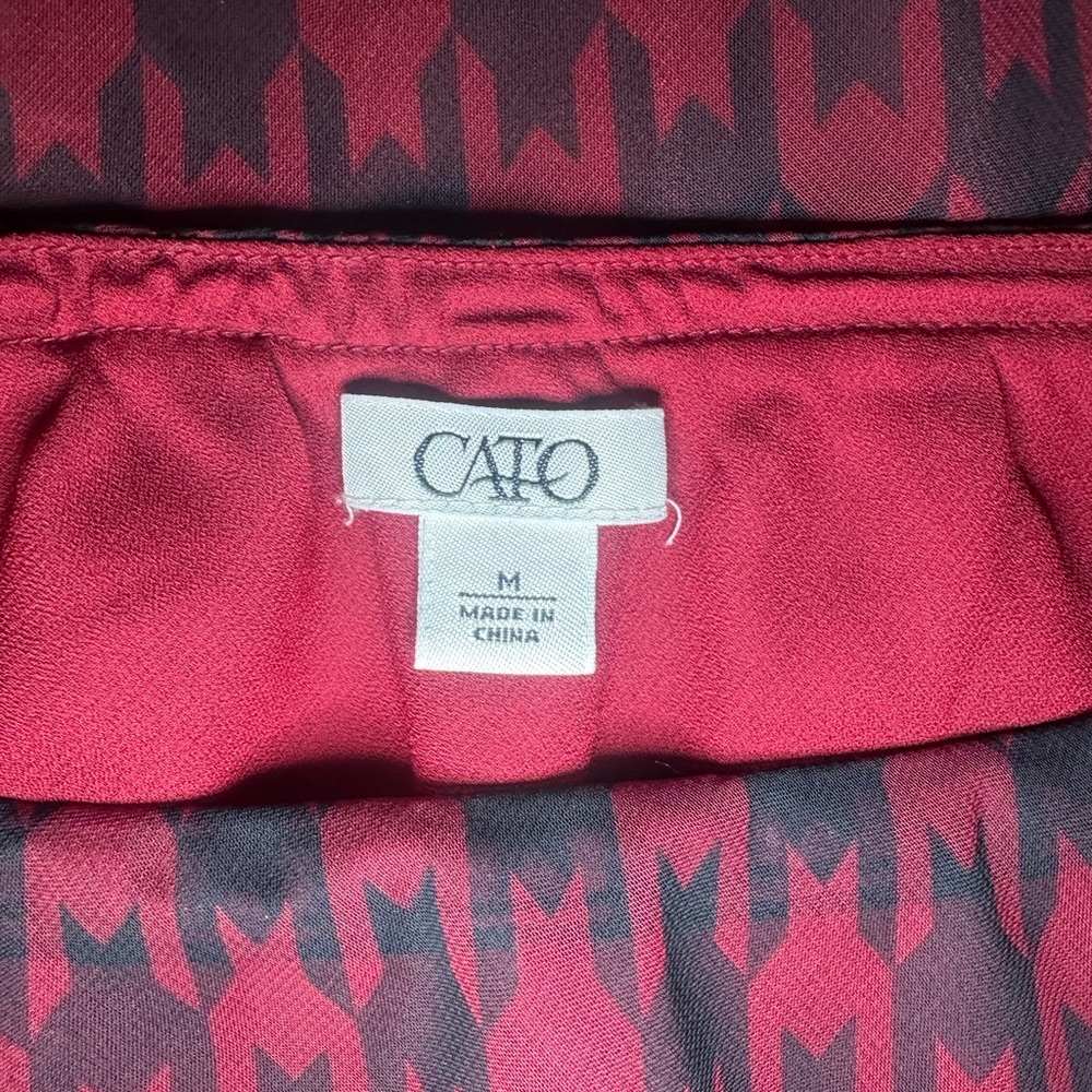 Cato Red Black Sheer Houndstooth Maxi Skirt Medium - Picture 2 of 5